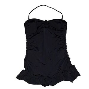 Kenneth Cole Black Ruched One Piece Swimsuit Tummy‎ Control
